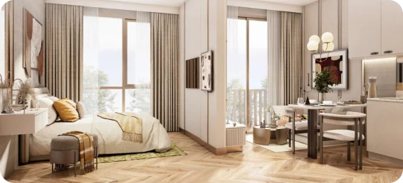 Bedroom and living room interior