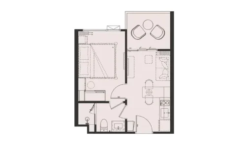 1-bedroom M floor plan